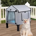 thumbnail image 1 of Caseta para gatos con calefacción y almohadilla térmica para exteriores, nido resistente al viento, extraíble, elevada, para parques, balcones y gris L, 1 of 10