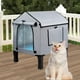 thumbnail image 1 of Caseta para gatos con calefacción y almohadilla térmica para exteriores, nido resistente al viento, extraíble, elevada, para parques, balcones y gris L, 1 of 10