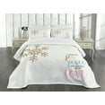 thumbnail image 3 of Ambesonne Joy Quilted Bedspread Set 3 Pcs, Christmas Snowflake Love, King Size, Pale Pink Pale Blue, 3 of 5