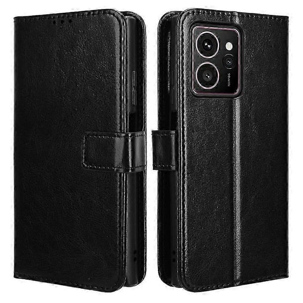 Funda tipo cartera para teléfono HMD Skyline con textura de caballo loco, de piel sintética, color negro s2024121260