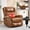 Light Brown, variant on LLappuil Recliner Chair, 360° Swivel Massage Recliner Chair with Heat, Genuine Leather Nursery Glider Rocker Manual Recliner Chair with Side Pockets for Living Room, Bedroom Light Brown