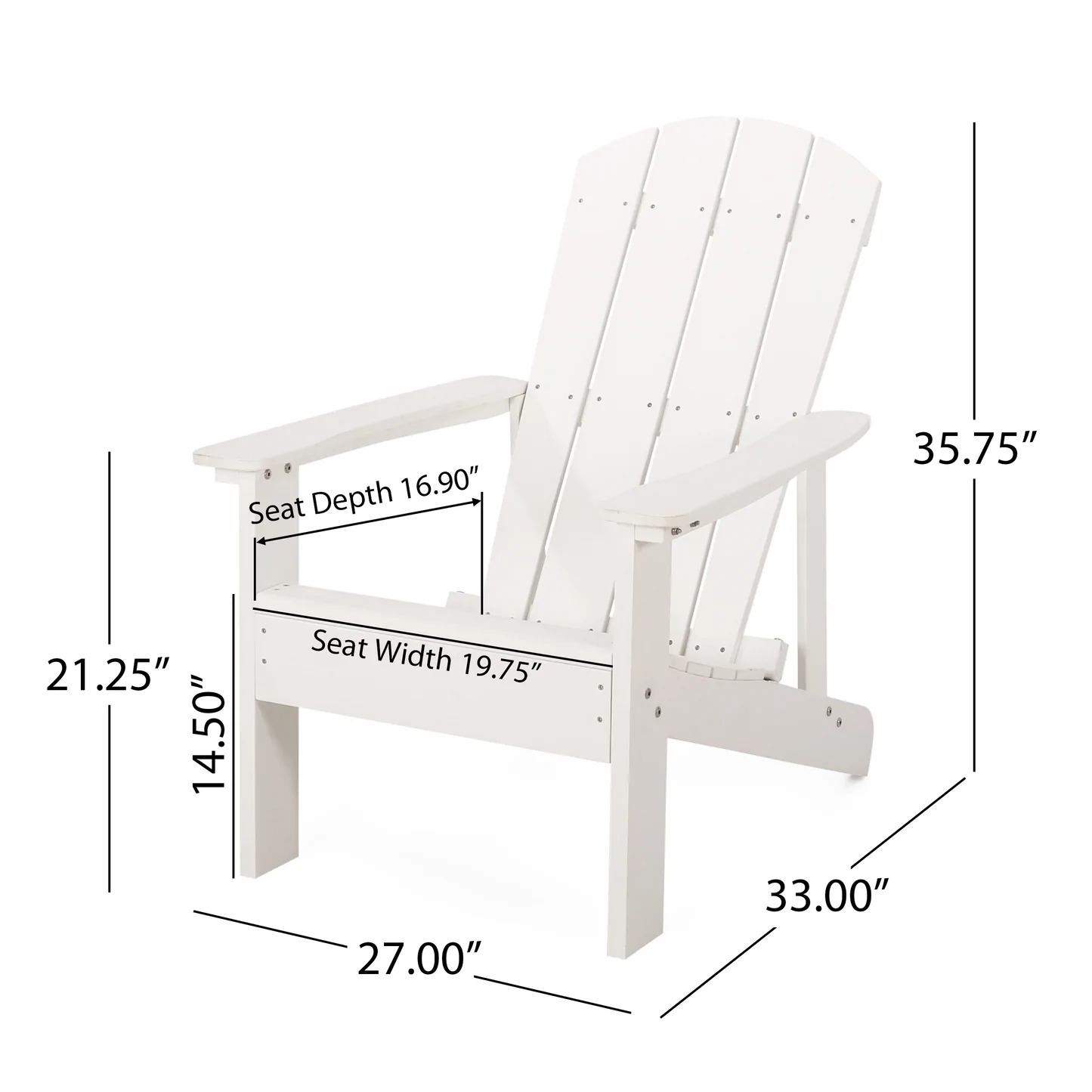 KUIKUI Classic Pure White Outdoor Solid Wood Adirondack Chair Garden Lounge Chair - image 4 of 5
