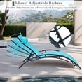 thumbnail image 5 of Patio Chaise Lounge, Pool Chaise Lounge Chairs Set of 3 with Pillow, Side Table & 5-Position Adjustable Backrest, Sunbathing Recliner for Poolside, Deck & Backyard (Turquoise Blue), 5 of 14