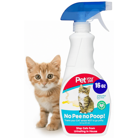 Pet Your Pet No Pee No Poop Cat Potty Training Spray, 16 fl oz – Safe & Non-Toxic for Kittens & Cats, Outdoor