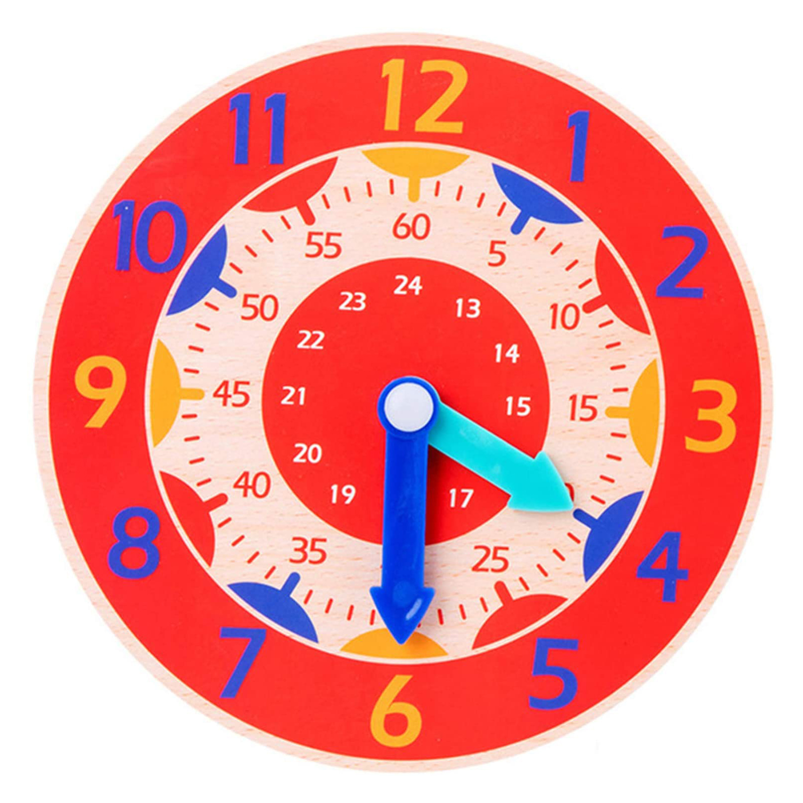 TOPOINT Preschool Sorting Clock Wooden Kid Teaching Learning Clock