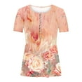 thumbnail image 4 of Yotami Summer Short Sleeve Tops for Women Plus Size Floral Blouse Pleated Casual Button V-Neck Loose Fitted Shirt Multicolor, 4 of 5