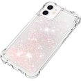 thumbnail image 6 of Compatible with iPhone 12 Case Glitter Liquid Cute Clear Phone Case Floating Quicksand Shockproof Protective Bumper Silicone Soft TPU Case for iPhone 12/12 Pro 6.1 Inch Star Pink YB, 6 of 12