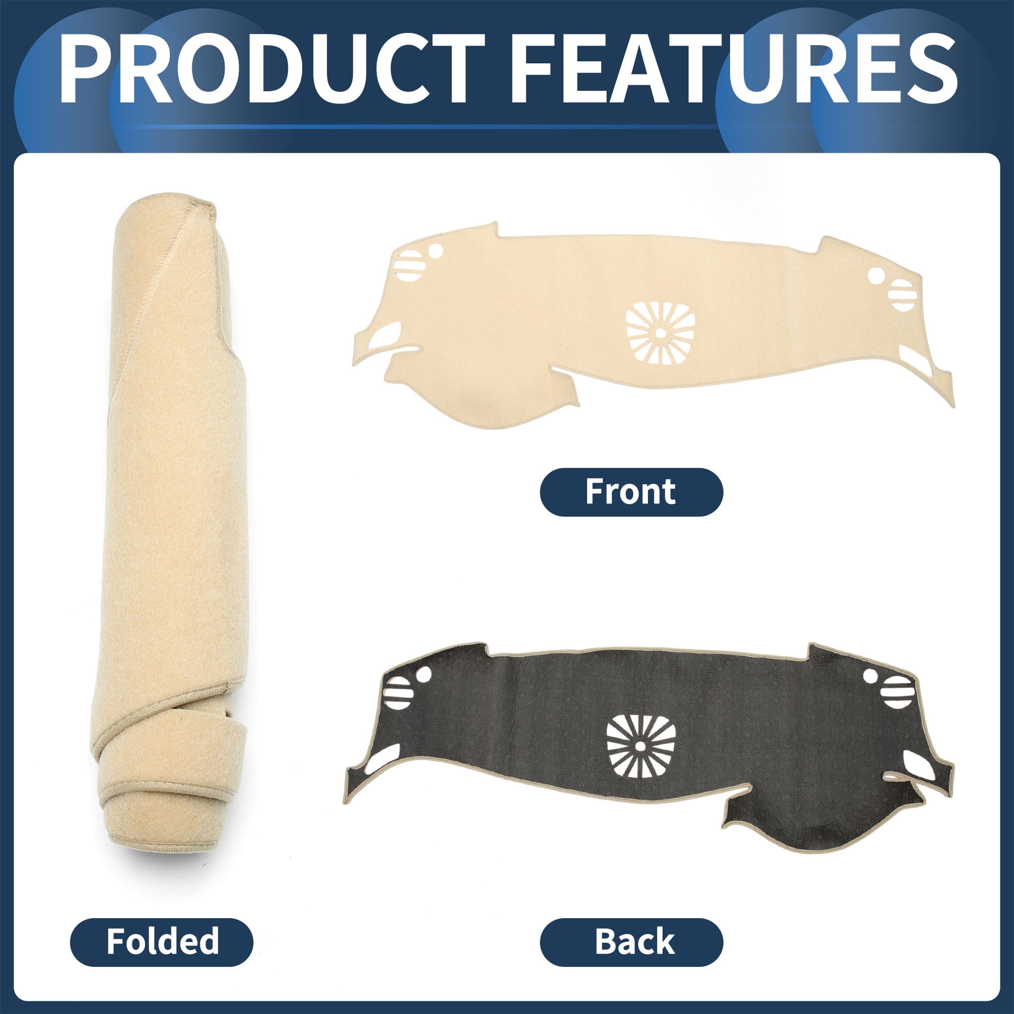 Dashboard Cover Dash Cover Mat Carpet for Nissan Altima 2013-2018 Polyester Beige