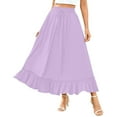 thumbnail image 7 of Clearance under 10$ Sevevn Womens Solid Color Elastic Waist Drawstring Pleated Mid Length Ruffle Skirt Summer Gift Purple M, 7 of 7