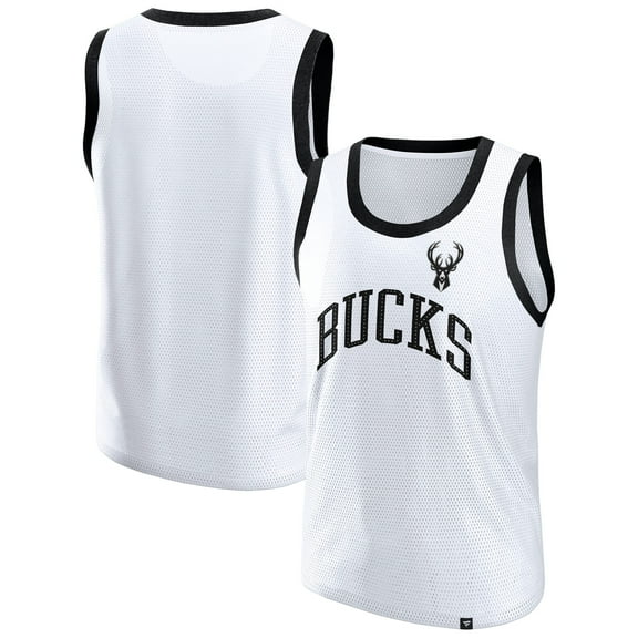 Men's-Fanatics White Milwaukee Bucks Mesh Tank Top