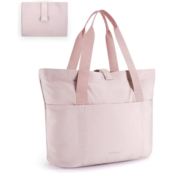 Tote Bag for Women, Foldable Tote Bag With Zipper Travel Large Shoulder Bag Handbag for Work-16.5''l X 6''wx 14''h