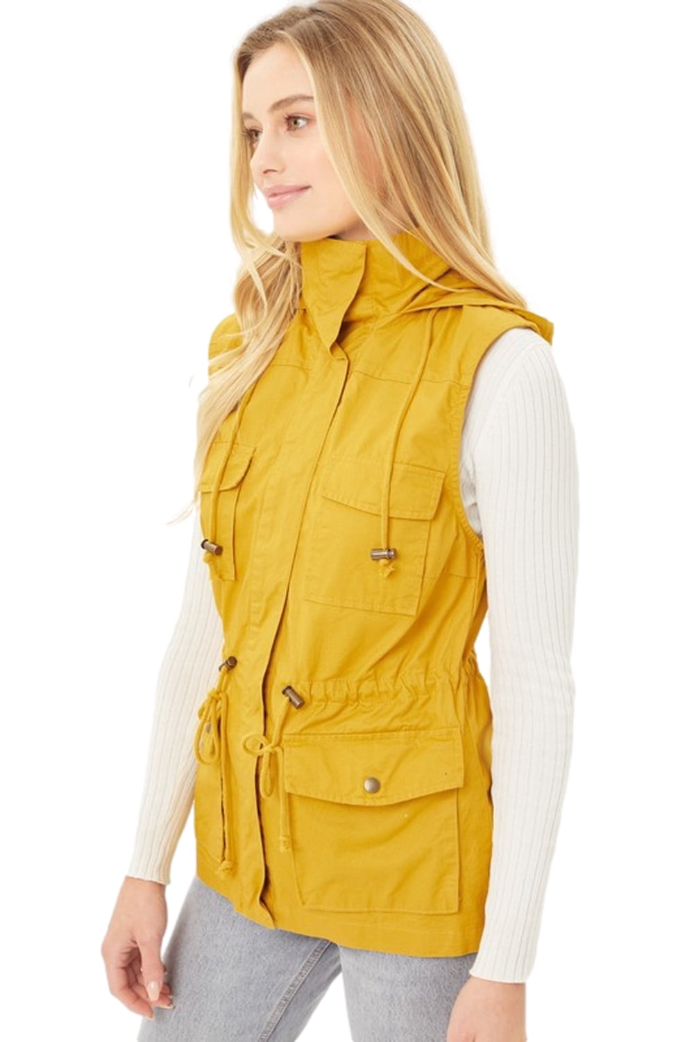 Cotton Cargo Utility Vest (1X, Mustard 