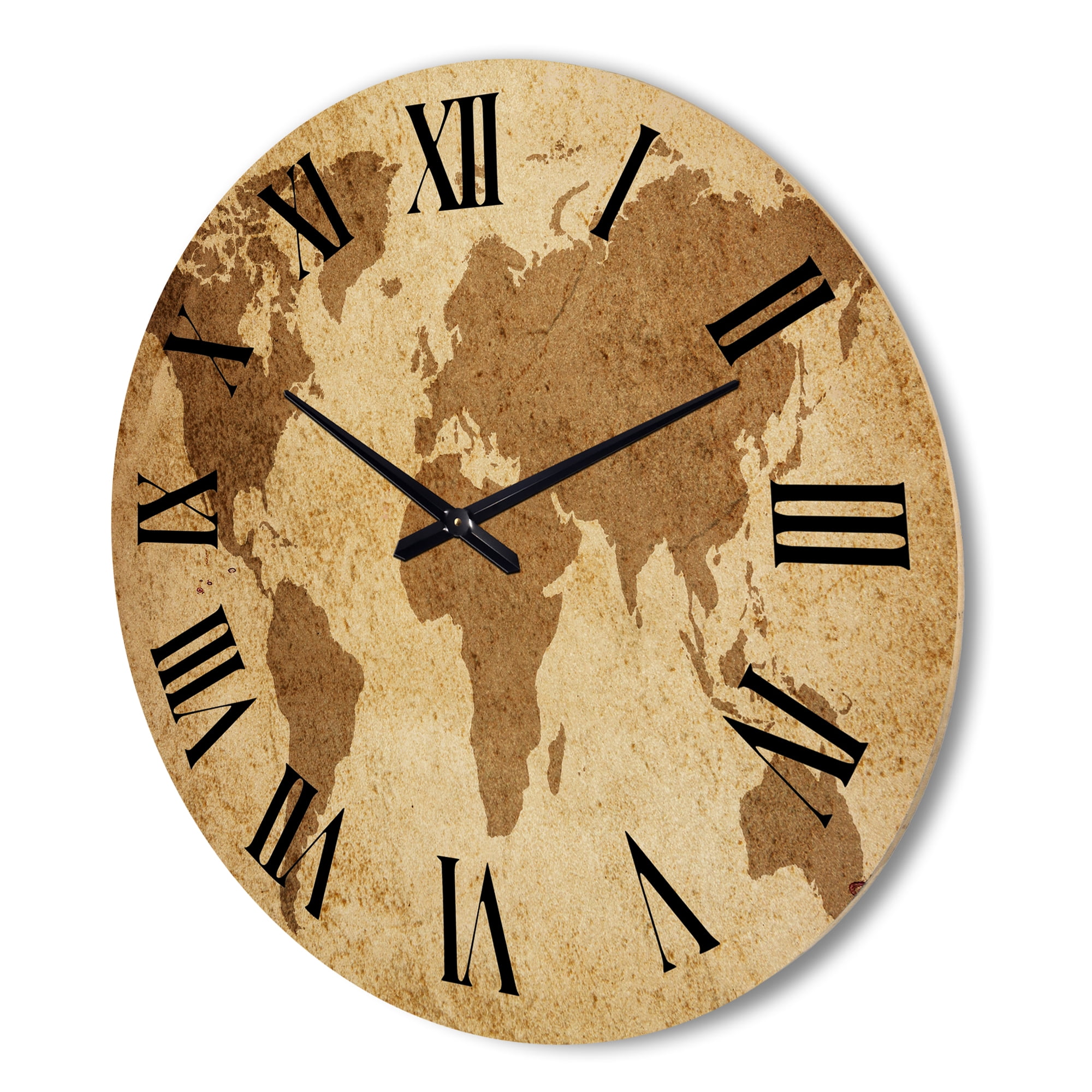Designart 'Ancient World Map V' Vintage Wood Wall Clock