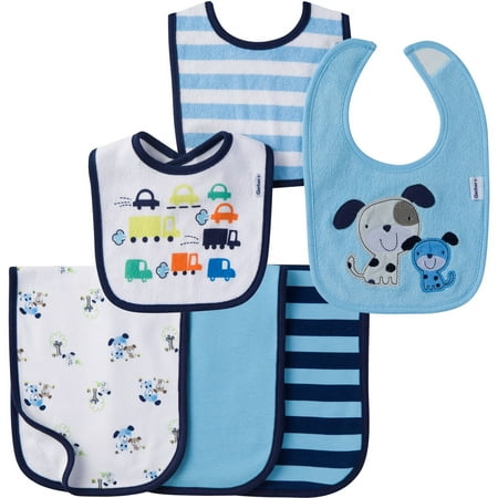 Burp Cloth Sweet - Gerber Newborn Baby Boy Terry Bibs and Terry Lined Burp Cloths, 6-Pack
