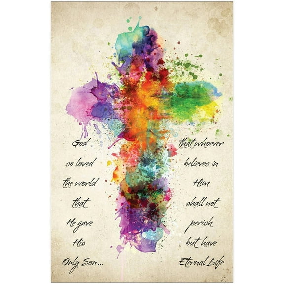 Watercolor Cross Inspirational Christian Poster
