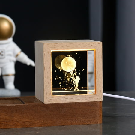 

Blmiede Clear!Squared CrystalBall Night Light For Kids 3D CrystalBall Night Light CrystalBall Ornament For Bedroom Decor For Teens Boys And Girls(2.8x2.8x2in)