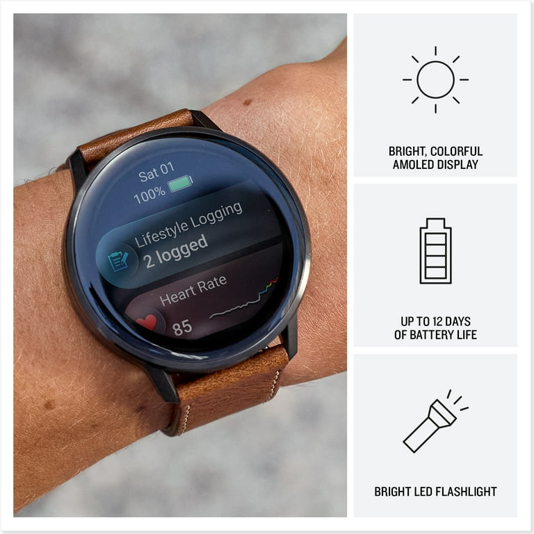 Garmin Venu 4 45mm GPS Fitness Smartwatch, Slate with Brown
