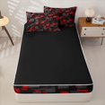 thumbnail image 4 of Homewish 3D Plaid Print Zipper Twin Comforter Sets with Fitted Sheet and 2 Pillowcases,Black Red Zipper Bedding Set,Black Reversible,4pcs, 4 of 8