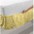 thumbnail image 2 of Floral Bed Skirt, Rhythmic Ikat Damask Floral Asian Inspired Delicately Art Graphic Illustration, Elastic Bedskirt Dust Ruffle Wrap Around for Bedding Decor, 4 Sizes, Mustard Ivory, by Ambesonne, 2 of 2