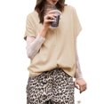 thumbnail image 2 of Women Short Sleeve Knitted Button Up V Neck Casual Sweater Top, 2 of 4