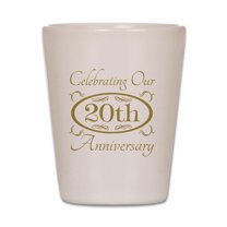 CafePress - 20Th Wedding Anniversary - White Shot Glass, Unique and Funny Shot Glass