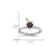 thumbnail image 3 of 1.00 Carat (Ctw) Natural Garnet Heart Ring in Sterling Silver with Peridot for Women, 3 of 5