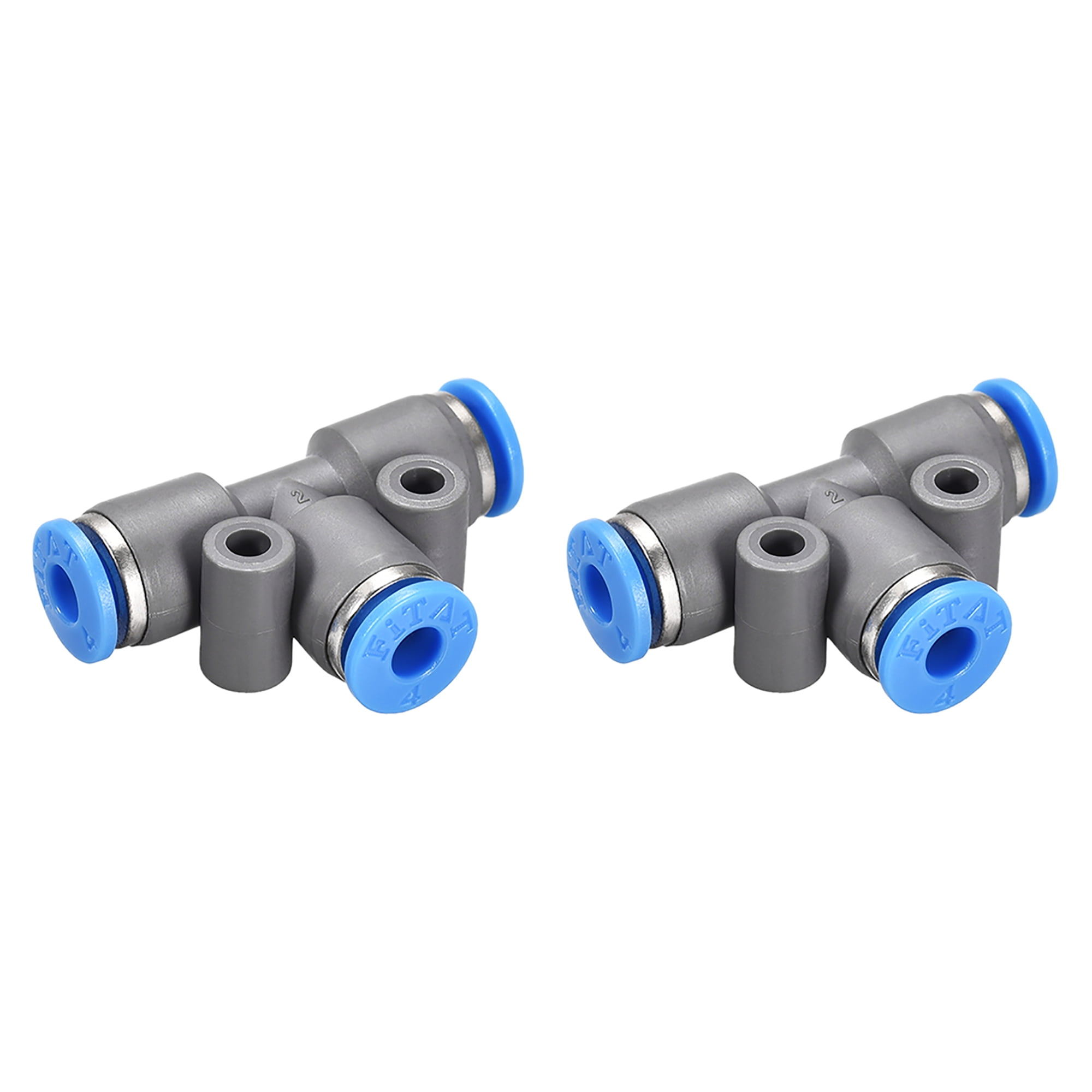 Push To Connect Air Fittings Tee Tube Connect 4mm OD Grey Push Lock 2Pcs