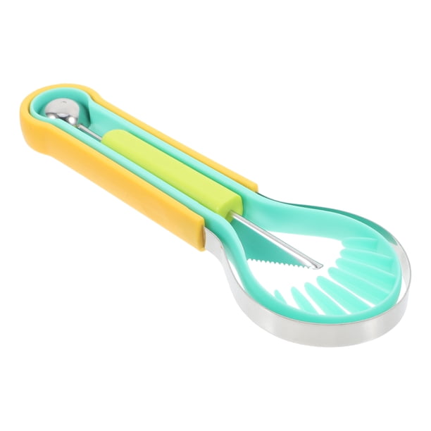 Cortador de sandía de acero inoxidable, herramienta para cortar frutas, formas, juego de cucharas para hacer bolitas de melón, cuchara y sacabolas, cortador de cubos de sandía
