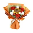 thumbnail image 2 of Ramo de flores de ganchillo, adorno de flores falsas tejidas a mano, preservadas a mano. Naranja, 2 of 9