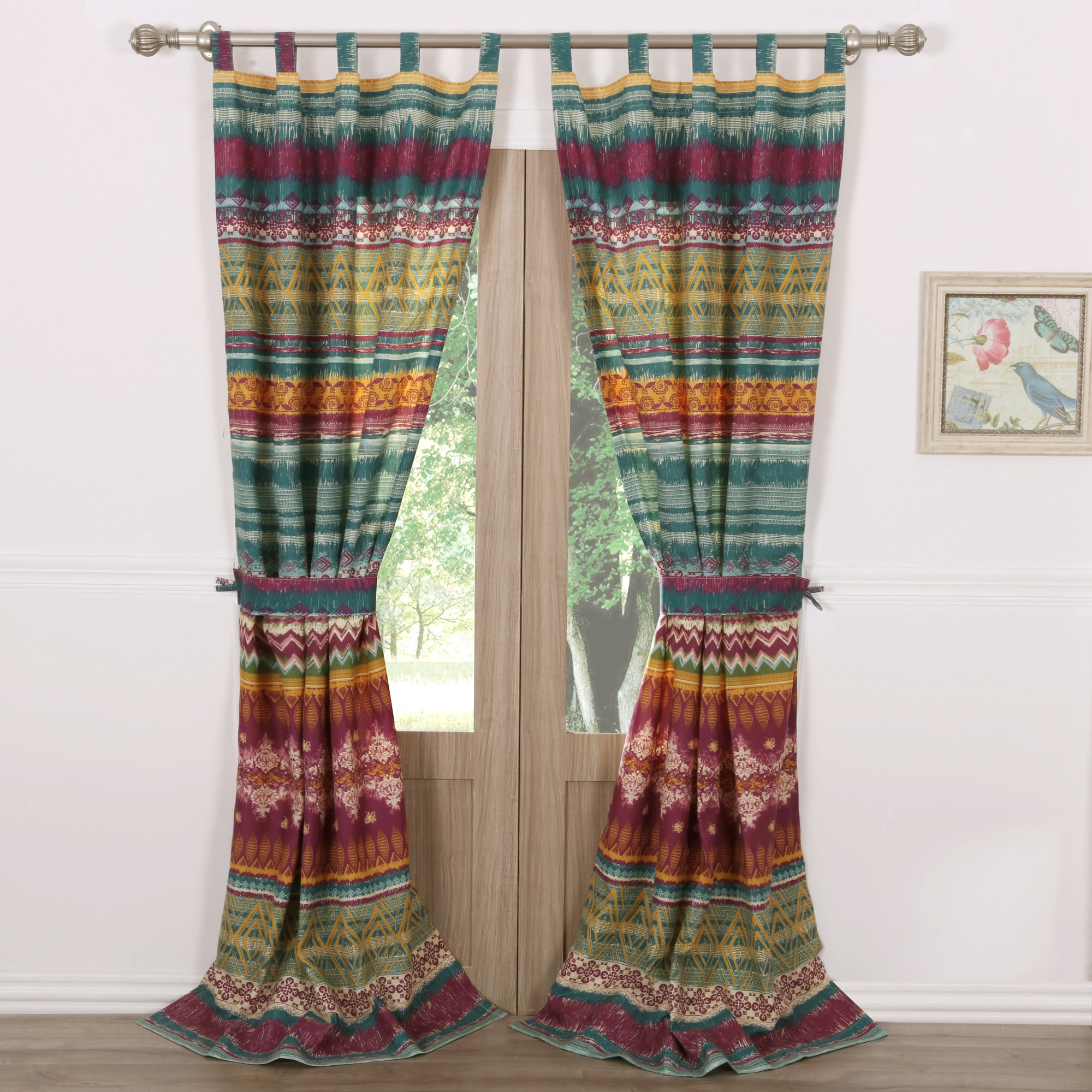 Global Trends Santa Fe Tab Top Curtain Panels, 4 Piece Set, 84" long x 42" wide (x2)