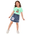 thumbnail image 5 of Fnooota Girls Summer Outfit Sets, Summer Fashion Short Sleeve 2 Piece Kids Clothing Sets Green Size 4-5 T, 5 of 5