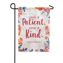 America Forever Bible Verse Garden Flag - 12.5 x 18 inch - 1 Corinthians 13:4 Love is Patient and Kind - Christian Quotes Religious Outdoor Yard Decorative Inspirational Faith Flag