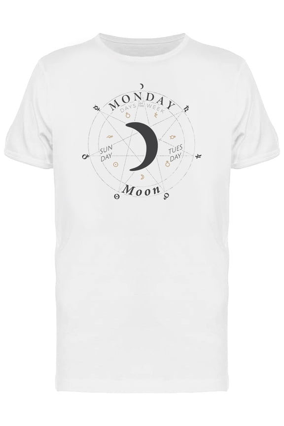 Monday Sign Moon Heptagram Tee Men's -Image by Shutterstock
