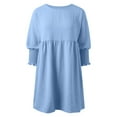 thumbnail image 3 of Yindaity Womens Summer Tunic Dress Casual Loose Short Sleeve Crew Neck Flowy Swing Mini Shift Dresses Blue,M, 3 of 4