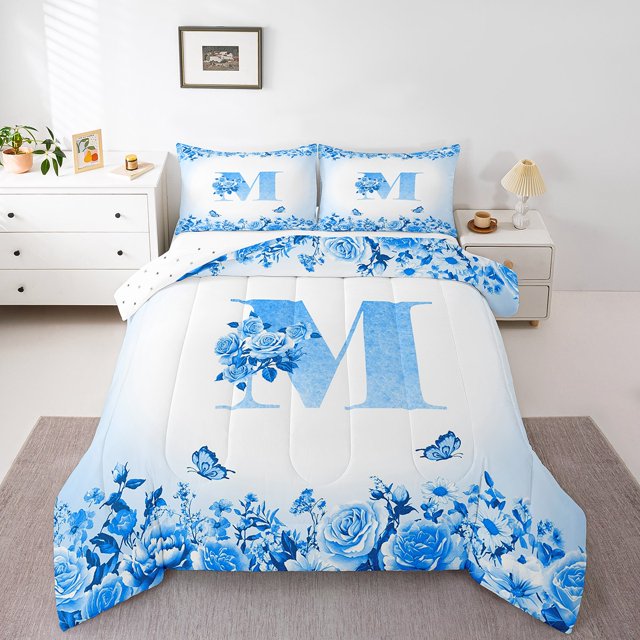 Erosebridal Monogrammed Bedding Twin Comforter Set,Personalized Initial Down Comforter,Letter Decoration,Reversible,Lightweight,2-Piece