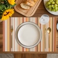 thumbnail image 4 of Burnt Orange Striped Placemats Set of 4, Farmhouse Orange Ombre Stripes Placemats for Dining Table, Place Mats for Kitchen Tabletop, Waterproof Wipeable Dining Table Mats Set, 4 of 8