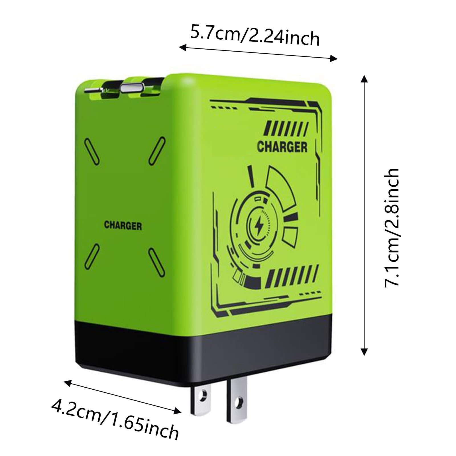 2-in-1 GaN Fast Type-C&IOS Charger, W&o Gan Charger Compatible with 120w Fast Charger, All in One Foldable Plug for Phone, Retractable Wall, Fast Charging Power Adapter for Smartphone, GN