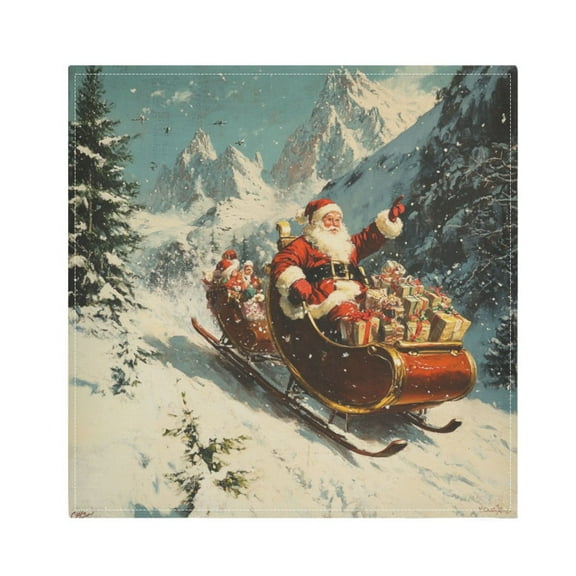 Qxltty Santa Claus Giving Presents Napkins 20×20in Perfect for Parties Dinners Weddings Cocktail Housewarming Cloth Napkins Set of 6