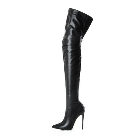 

fukaraa Knee High Boots for Women Sexy Pointed Toe Stiletto High Heel Boots Fashion Classic Dress Shoes with Zipper
