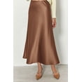 thumbnail image 3 of Falda PRETTYGARDEN Satinada Midi de Cintura Alta Otoño 2025 Coffee S, 3 of 7