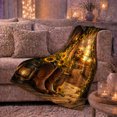 thumbnail image 6 of Country Sunset Barn Door Sunflower Cowboy Boots Scene, Rustic Farmhouse Horse Scene, Warm Flannel Blanket for Ranch House and Living Room, Horse Lovers Housewarming Gift, Rustic Home Decor, 6 of 9