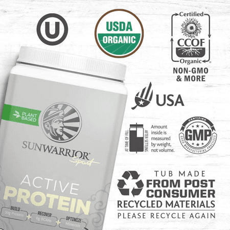 Sunwarrior Sport Organic Active Protein Vanilla Vegan Protein Powder 20 Servings