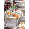 thumbnail image 4 of Outdoor Tablecloth with Umbrella Hole and Zipper, Fall Thanksgiving Round Table Cloth 60 Inch Waterproof Tablecloth, Orange White Pumpkin Maple Leaf Picnic Table Cover for Patio Camping, 4 of 7
