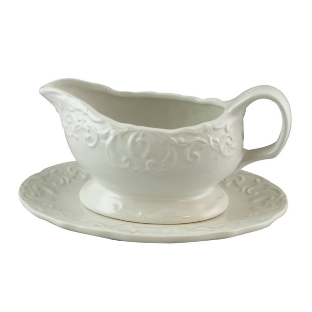 Gibson Home Royal Abbey 18 oz. Embossed Durastone Gravy Boat with ...