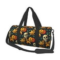 thumbnail image 2 of Xecao Halloween Skull print Round Travel Duffel Bag is a foldable gym bag with an inner pocket, perfect for travel sports, 2 of 8