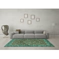 thumbnail image 3 of Ahgly Company Machine Washable Indoor Rectangle Oriental Turquoise Blue Traditional Area Rugs, 4' x 6', 3 of 4