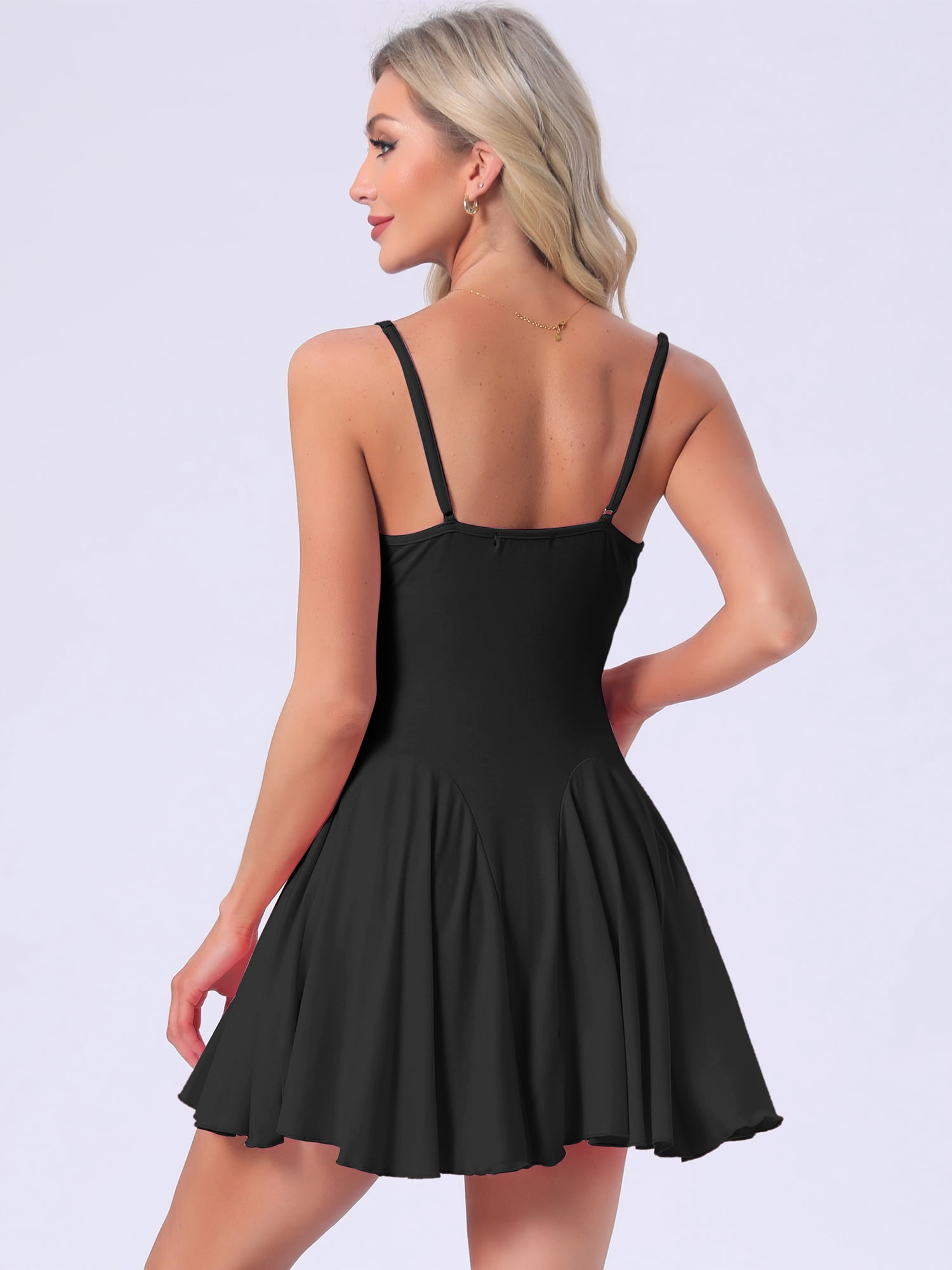 DARING DIVA Women's Nightgown Ruffle Spaghetti Strap Babydoll Chemise Dress XS Black