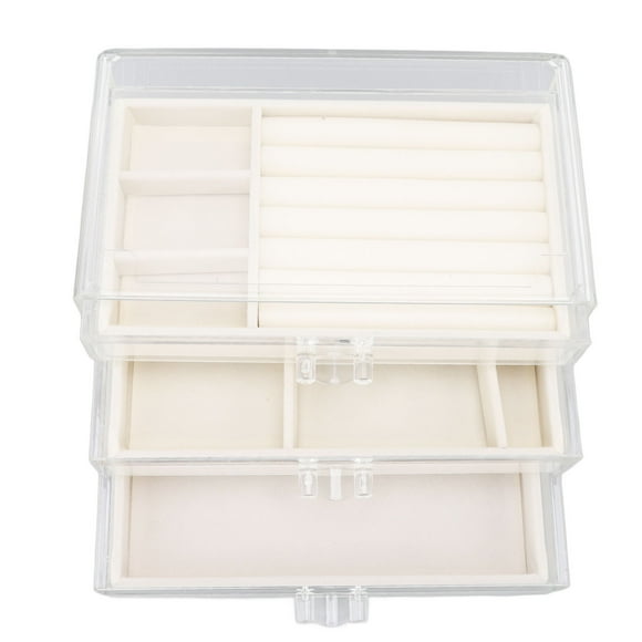 3 Drawers Jewelry Storage Box, Acrylic Case Easy To Jewelry Storage Box Flannel Lining For Bedroom