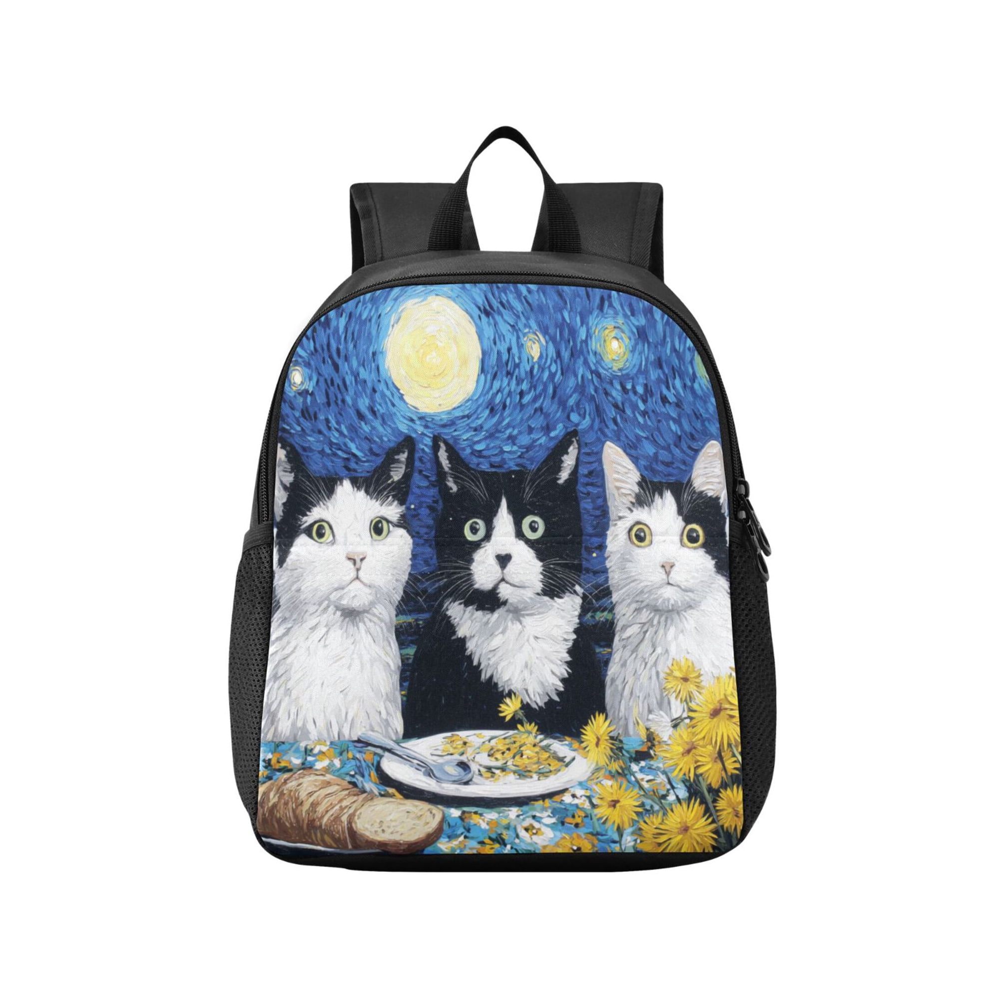 Toddler Backpack Three Cats Dinner Waterproof Lightweight Backpack Casual Mini Daypack for Daycare & Travel