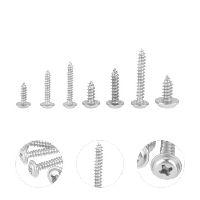 Tapper en Acier Inoxydable 220Pcs M3 M4 M5 304 Acier Inoxydable Pan Tête Tapper Auto Taraudage Vis Ensemble Ss Auto Tappers Pan Tête